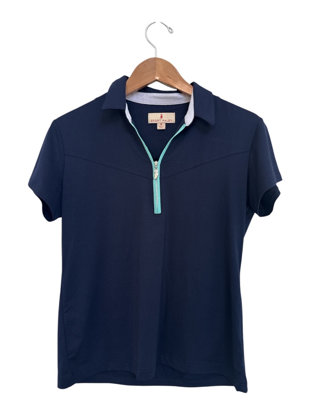 Sport Haley Navy Short Sleeve Zip Golf Polo Shirt